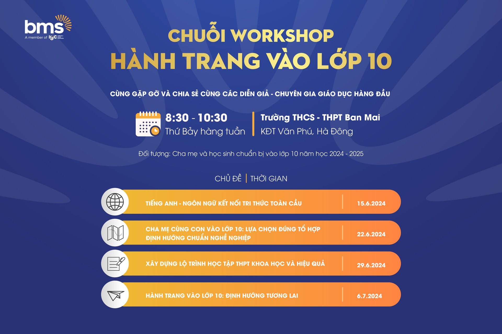 Chuỗi workshop "Hành trang vào 10" tại trường THCS - THPT Ban Mai