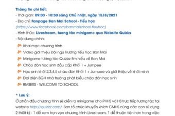 THÔNG BÁO: V/V TỔ CHỨC LỄ TỰU TRƯỜNG ONLINE – CHỦ ĐỀ: KHƠI NGUỒN HẠNH PHÚC