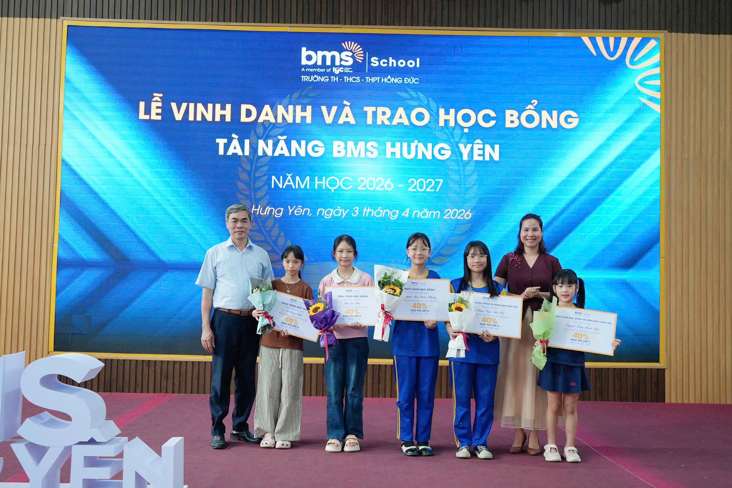 Vinh danh học sinh xuất sắc giành Học bổng Tài năng BMS Hưng Yên năm học 2026–2027
