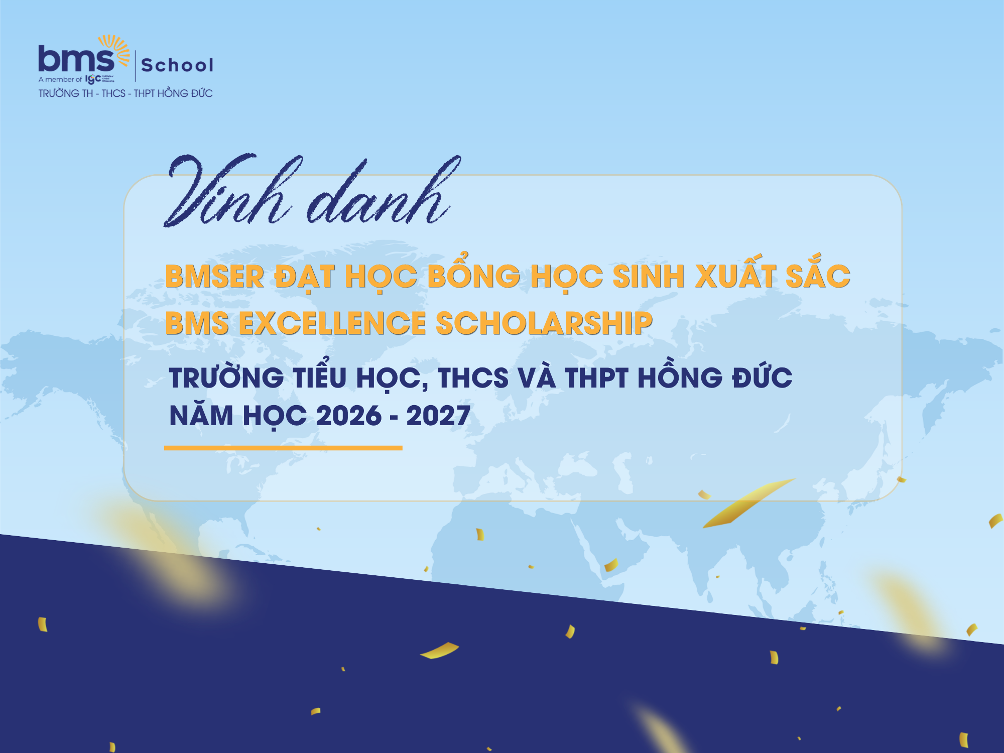 Vinh danh học sinh cấp tiểu học đạt học bổng "BMS Excellence Scholarship" năm học 2026 – 2027